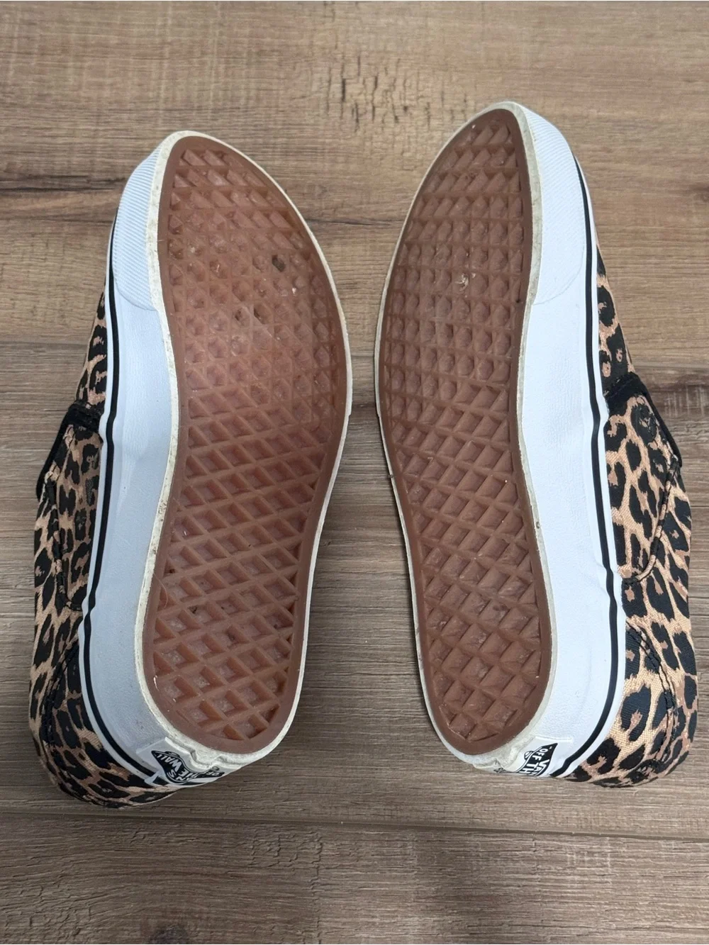 Vans Asher Deluxe Slip-On Sneakers in Leopard Print Tan and Black